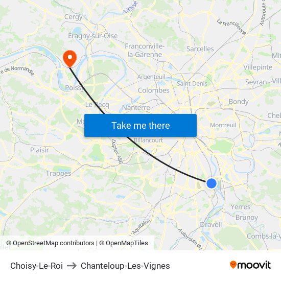 Choisy-Le-Roi to Chanteloup-Les-Vignes map