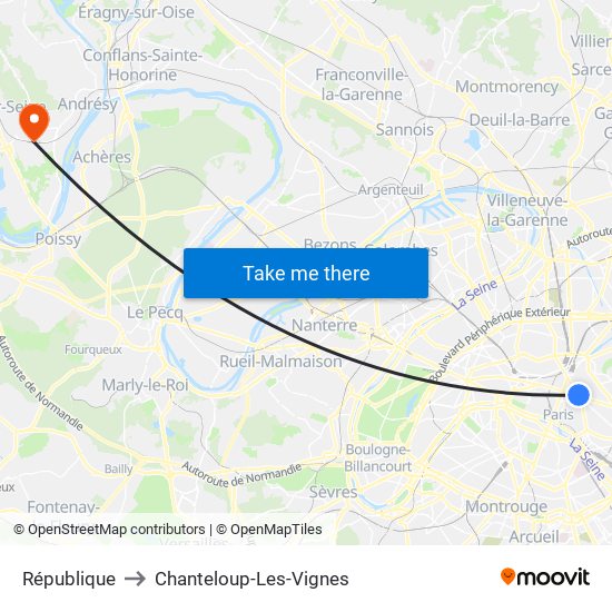 République to Chanteloup-Les-Vignes map