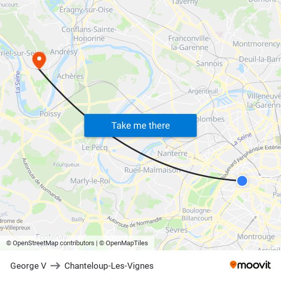 George V to Chanteloup-Les-Vignes map