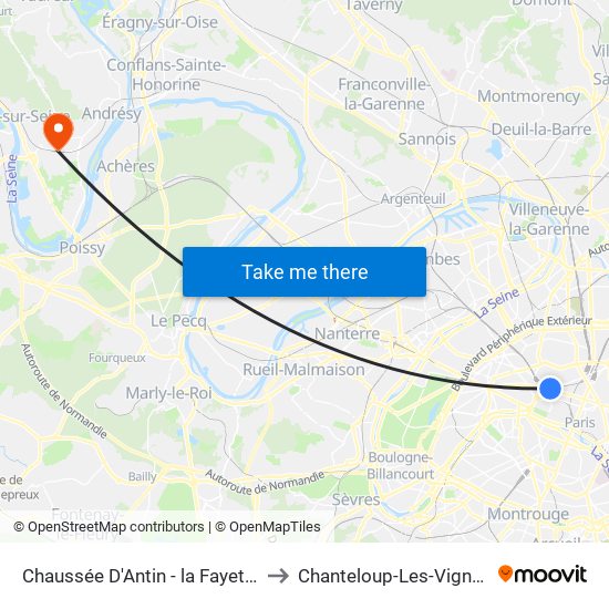 Chaussée D'Antin - la Fayette to Chanteloup-Les-Vignes map
