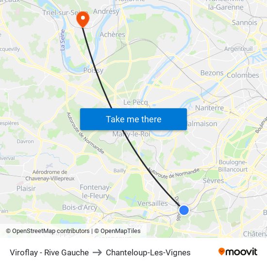 Viroflay - Rive Gauche to Chanteloup-Les-Vignes map