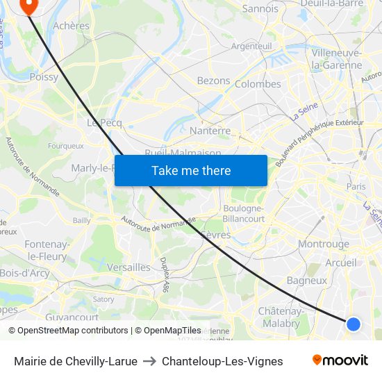 Mairie de Chevilly-Larue to Chanteloup-Les-Vignes map