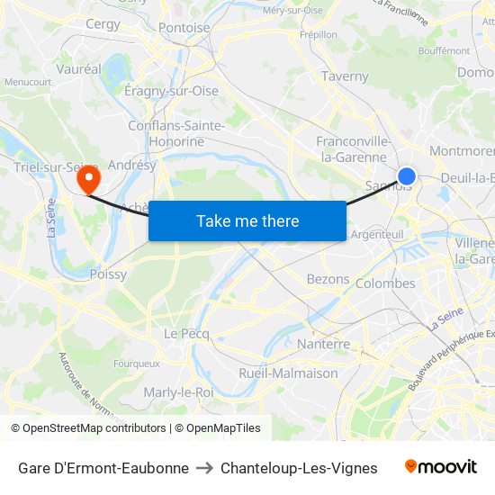 Gare D'Ermont-Eaubonne to Chanteloup-Les-Vignes map
