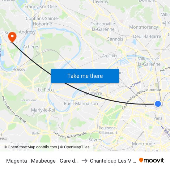 Magenta - Maubeuge - Gare du Nord to Chanteloup-Les-Vignes map