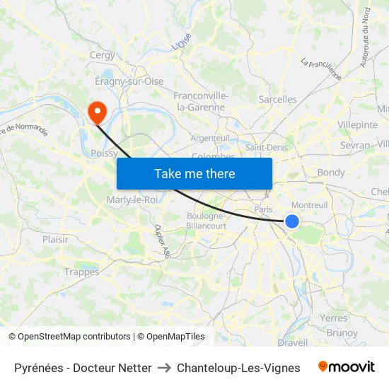 Pyrénées - Docteur Netter to Chanteloup-Les-Vignes map