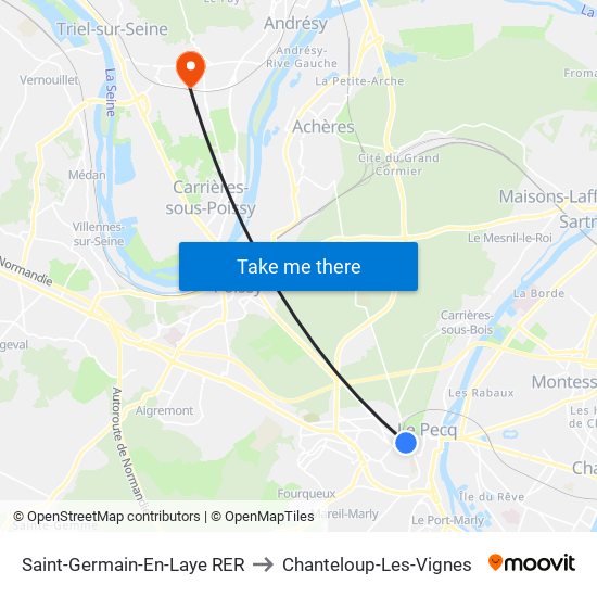 Saint-Germain-En-Laye RER to Chanteloup-Les-Vignes map