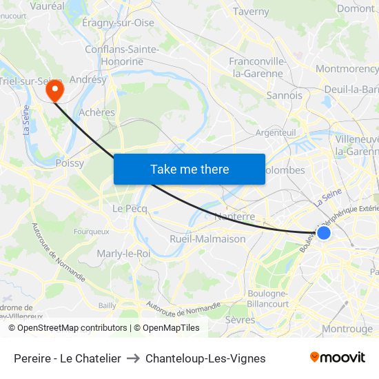 Pereire - Le Chatelier to Chanteloup-Les-Vignes map