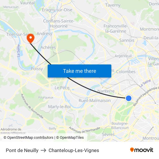 Pont de Neuilly to Chanteloup-Les-Vignes map