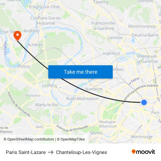 Paris Saint-Lazare to Chanteloup-Les-Vignes map