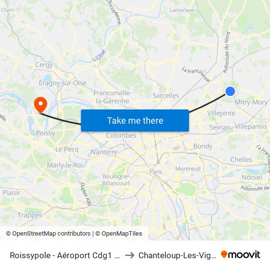 Roissypole - Aéroport Cdg1 (G1) to Chanteloup-Les-Vignes map