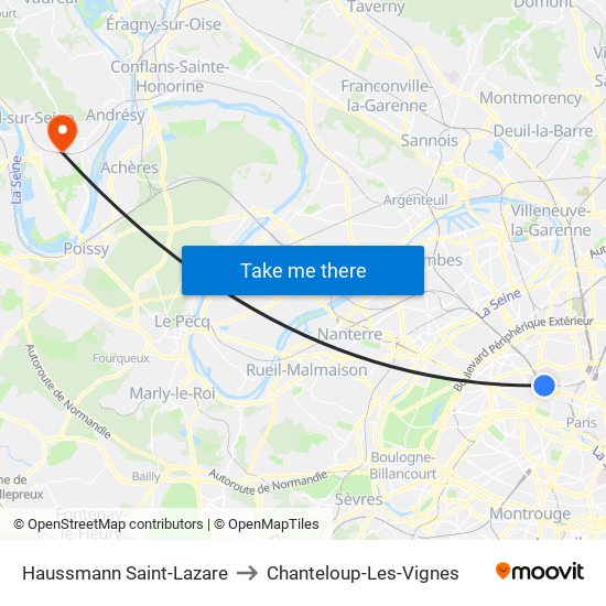 Haussmann Saint-Lazare to Chanteloup-Les-Vignes map