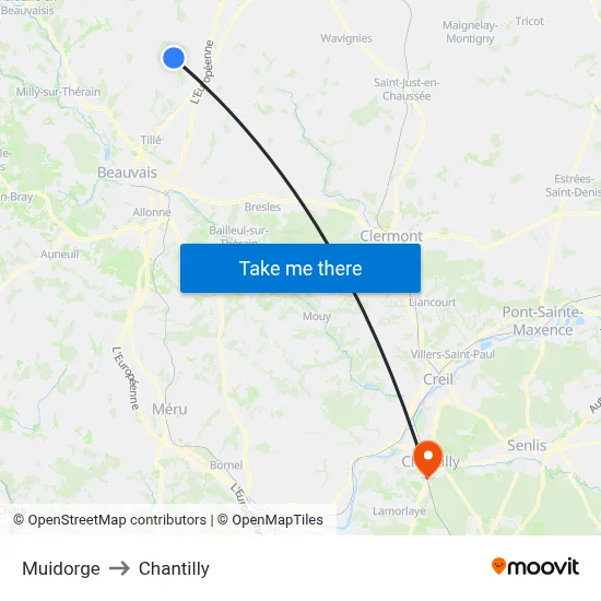 Muidorge to Chantilly map