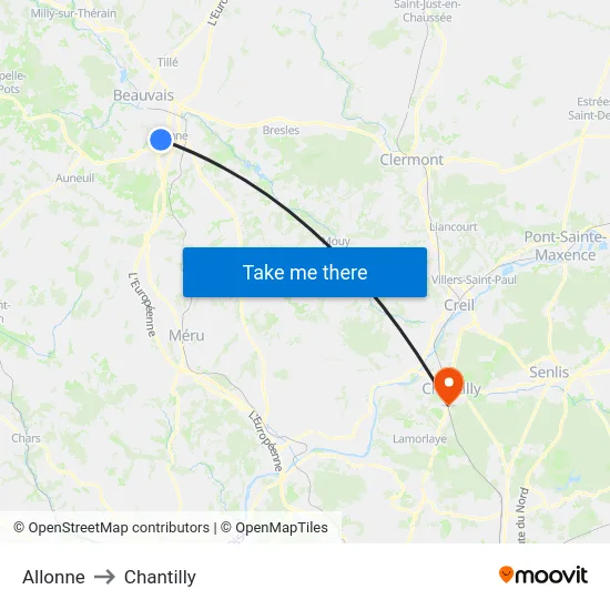 Allonne to Chantilly map