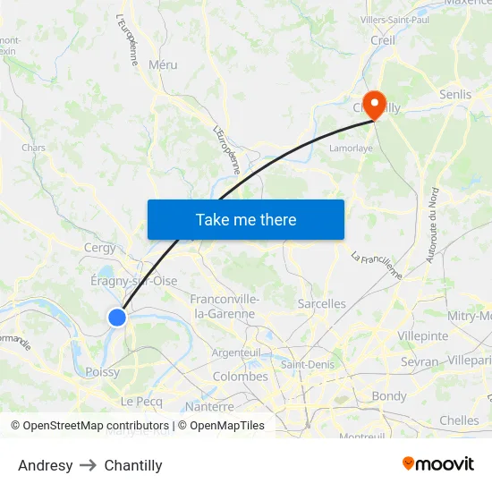 Andresy to Chantilly map