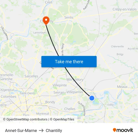 Annet-Sur-Marne to Chantilly map