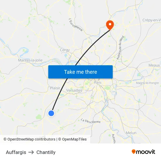 Auffargis to Chantilly map