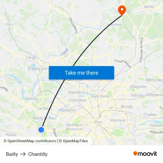 Bailly to Chantilly map