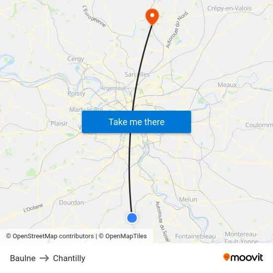 Baulne to Chantilly map