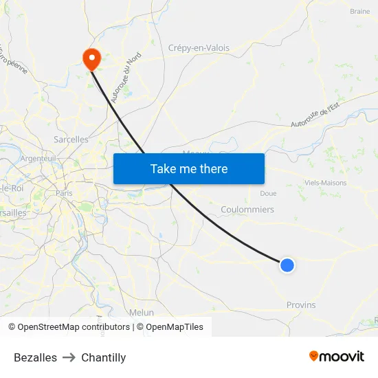Bezalles to Chantilly map