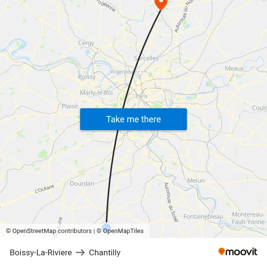 Boissy-La-Riviere to Chantilly map