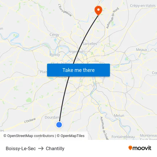 Boissy-Le-Sec to Chantilly map