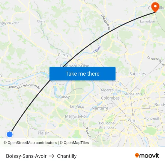 Boissy-Sans-Avoir to Chantilly map