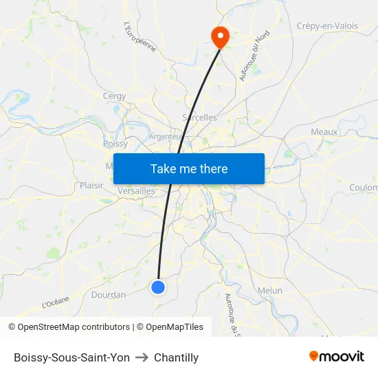 Boissy-Sous-Saint-Yon to Chantilly map