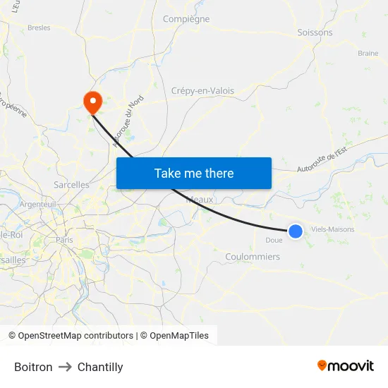 Boitron to Chantilly map