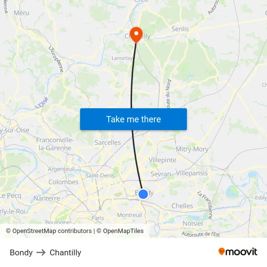 Bondy to Chantilly map