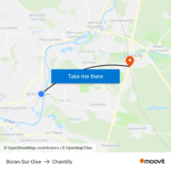 Boran-Sur-Oise to Chantilly map