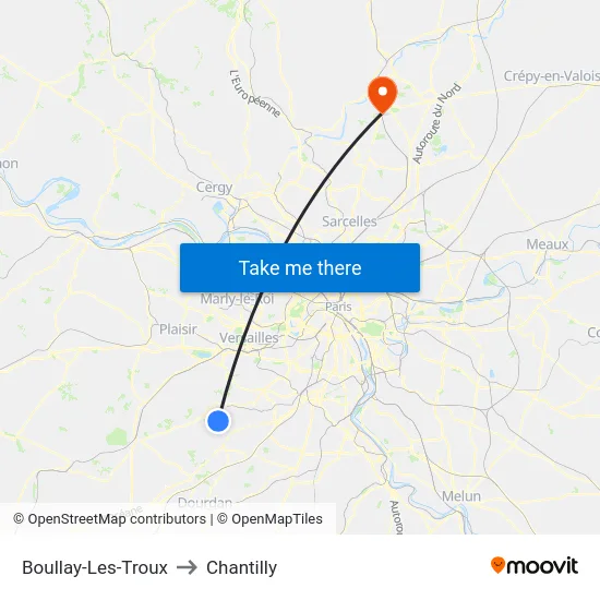 Boullay-Les-Troux to Chantilly map