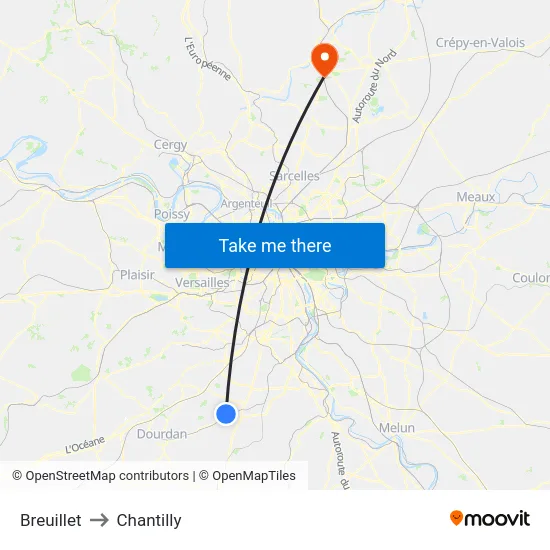 Breuillet to Chantilly map