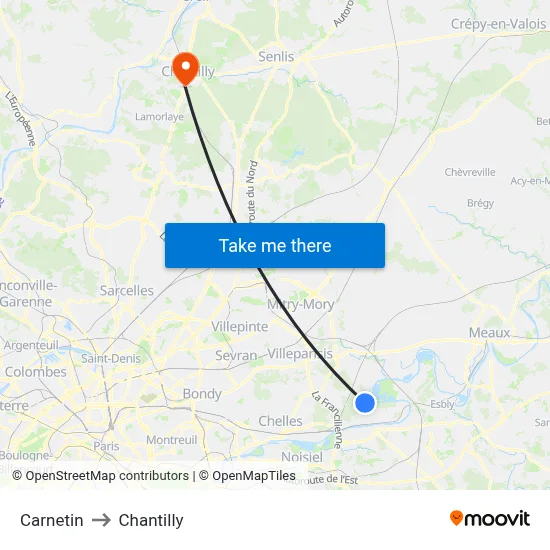 Carnetin to Chantilly map