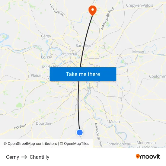 Cerny to Chantilly map