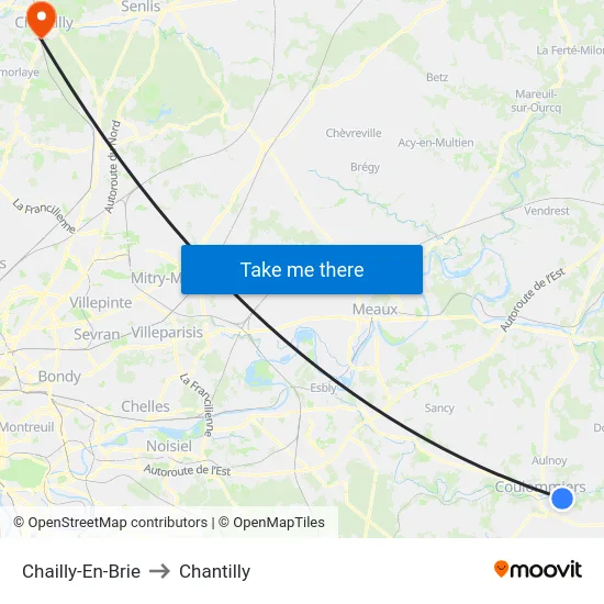 Chailly-En-Brie to Chantilly map