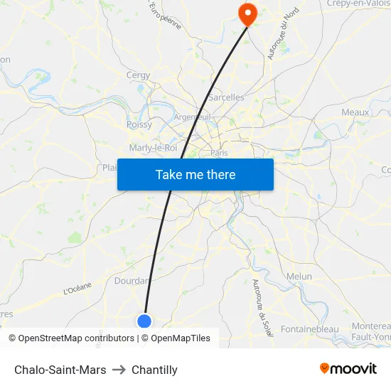 Chalo-Saint-Mars to Chantilly map