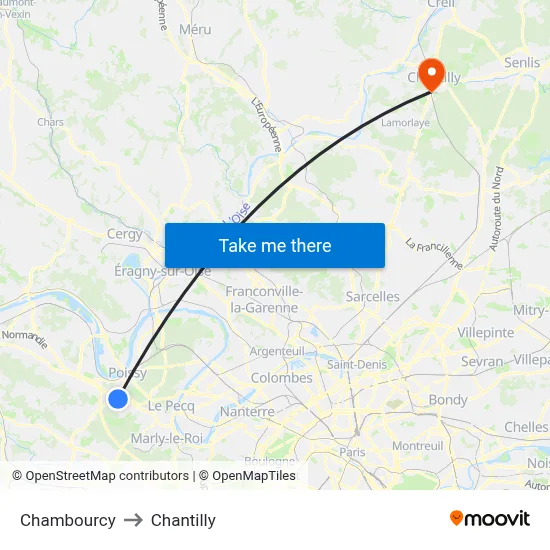 Chambourcy to Chantilly map