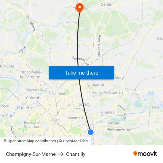 Champigny-Sur-Marne to Chantilly map