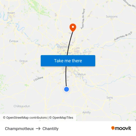 Champmotteux to Chantilly map