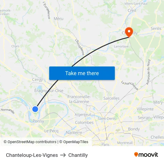 Chanteloup-Les-Vignes to Chantilly map