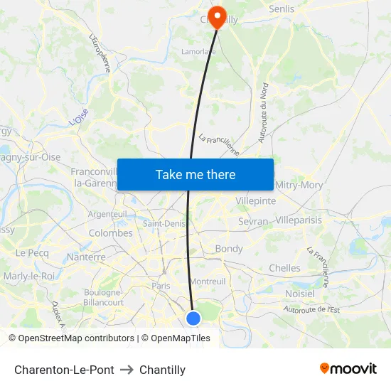 Charenton-Le-Pont to Chantilly map
