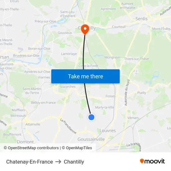 Chatenay-En-France to Chantilly map