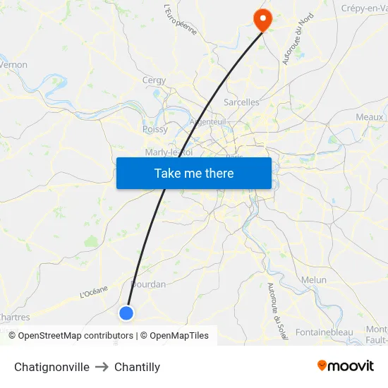 Chatignonville to Chantilly map