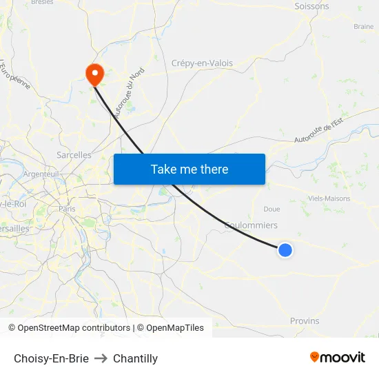 Choisy-En-Brie to Chantilly map