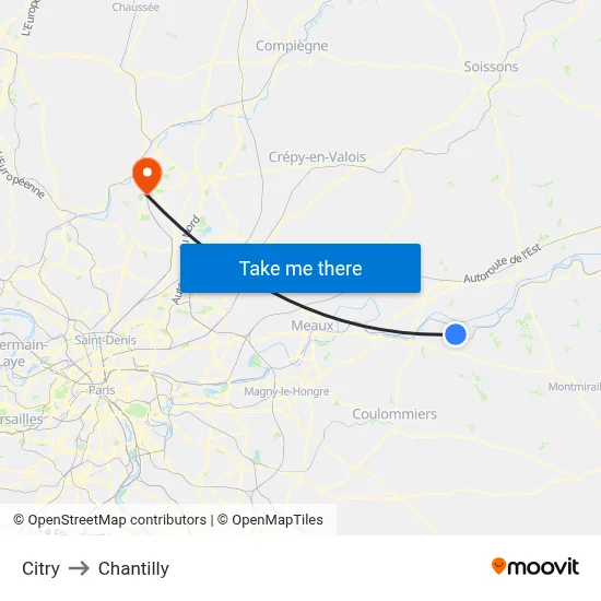 Citry to Chantilly map
