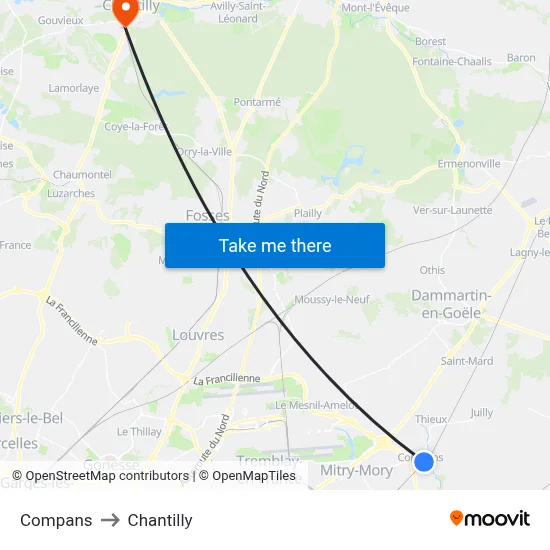 Compans to Chantilly map