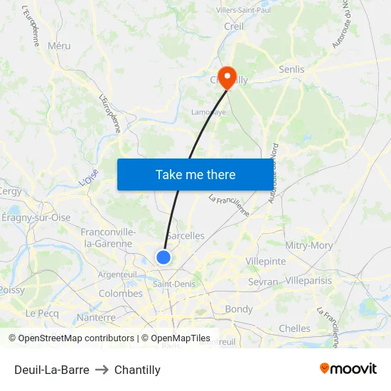 Deuil-La-Barre to Chantilly map