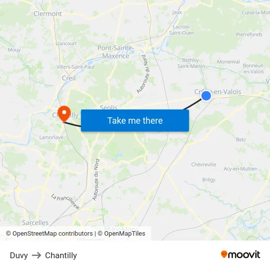 Duvy to Chantilly map