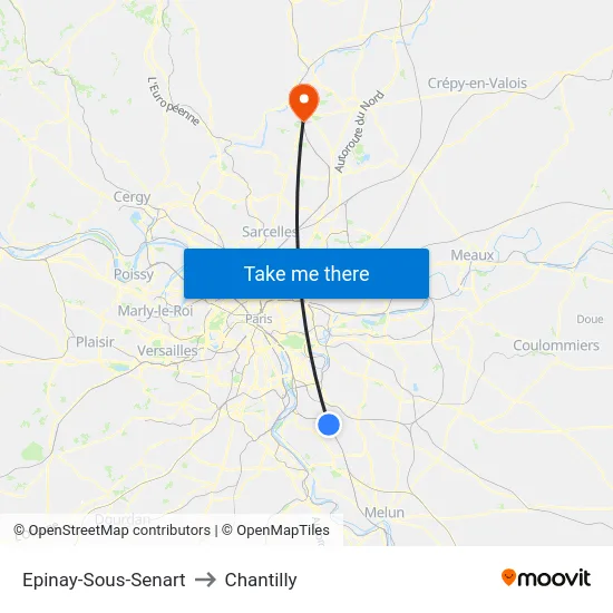 Epinay-Sous-Senart to Chantilly map