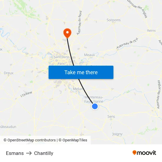 Esmans to Chantilly map